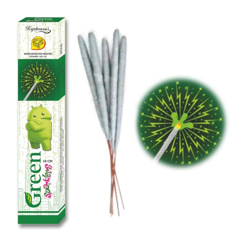 10 Cm Green Sparklers 1 Box - per Box 10 pcs