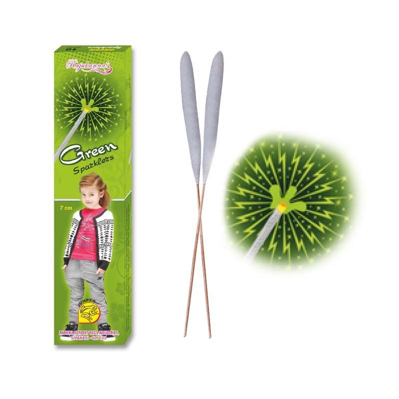 7 Cm Green Sparklers 1 Box - per Box 10 pcs